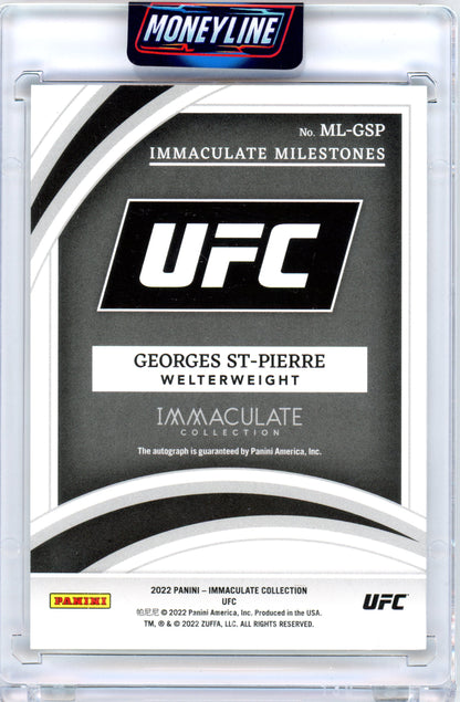 2022 Georges St-Pierre Panini Immaculate Milestones Auto /49 #ML-GSP