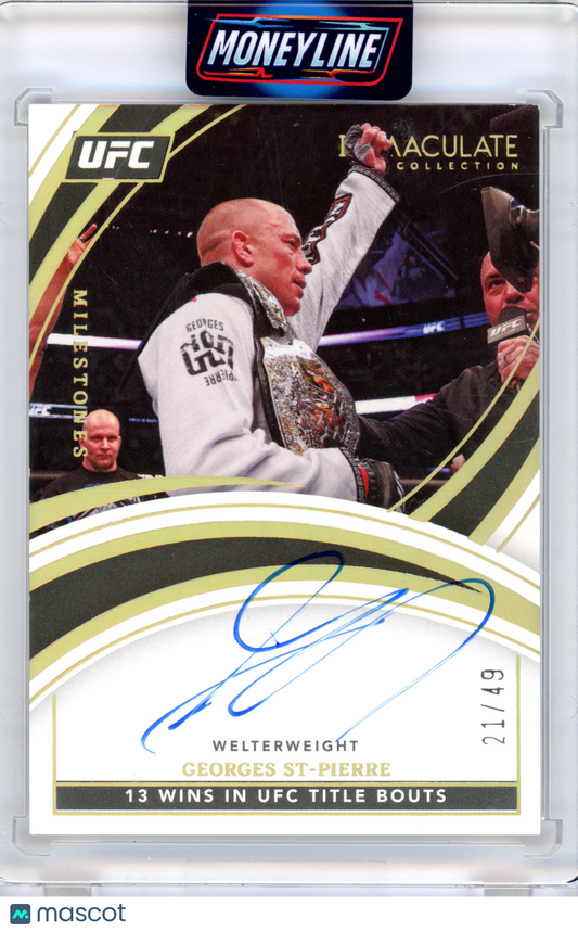 2022 Georges St-Pierre Panini Immaculate Milestones Auto /49 #ML-GSP