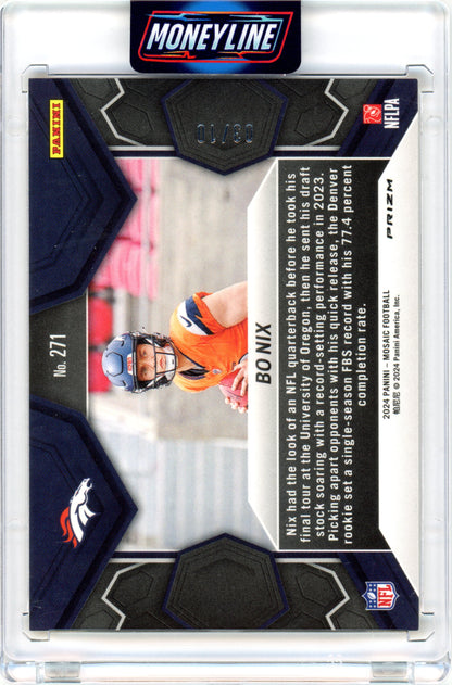 2024 Bo Nix Panini Mosaic No Huddle Gold RC 3/10 #271